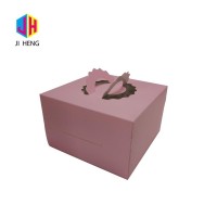 Custom square cake box with handle cheap packaging foldable paper box with logo